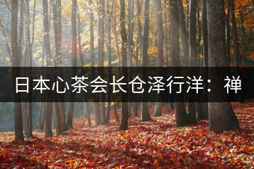 日本心茶會(huì)長(zhǎng)倉澤行洋:禪需用茶去“抵達(dá)”
