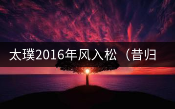 太璞2016年風入松(昔歸莊園)專業(yè)品鑒