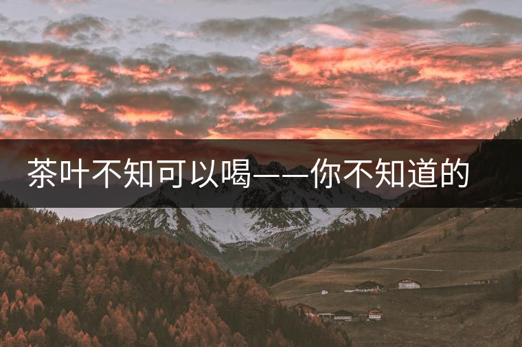 茶葉不知可以喝——你不知道的茶葉妙用 茶葉不知可以喝——你不知道的茶葉妙用