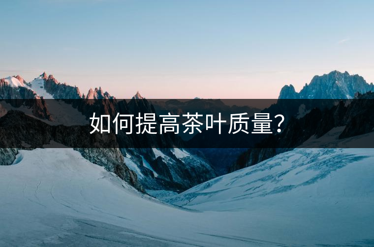 如何提高茶葉質(zhì)量？