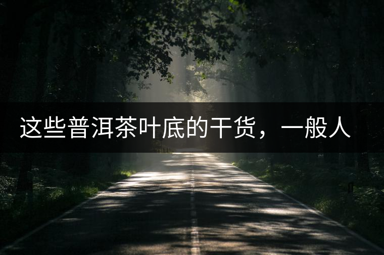 這些普洱茶葉底的干貨，一般人我不告訴他