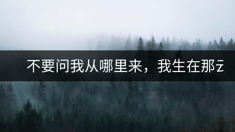 　不要問我從哪里來，我生在那云霧深處。