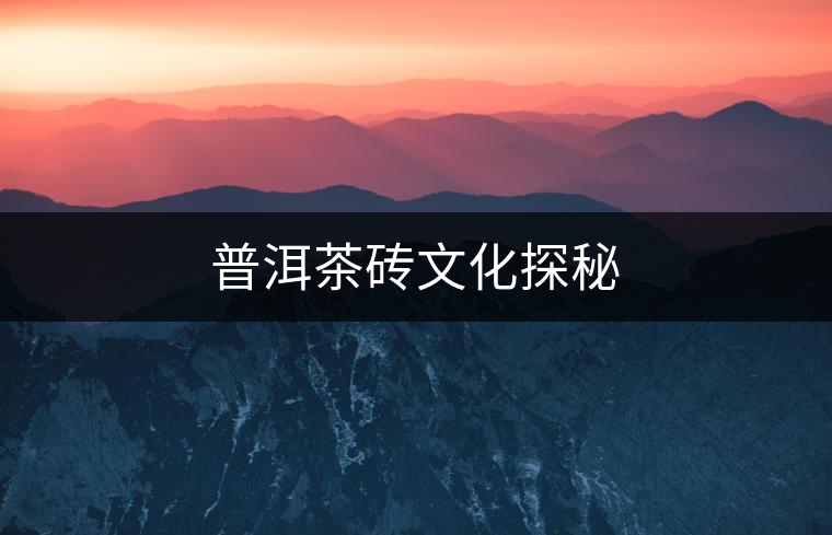普洱茶磚文化探秘