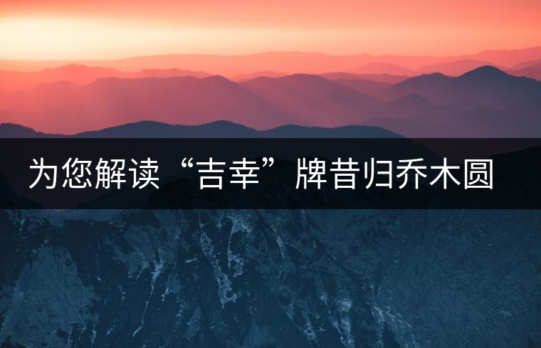 為您解讀“吉幸”牌昔歸喬木圓茶 為您解讀“吉幸”牌昔歸喬木圓茶