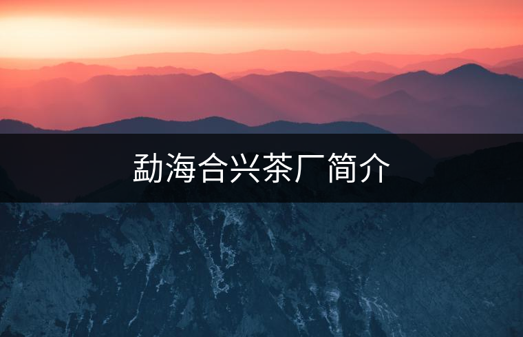 勐海合興茶廠(chǎng)簡(jiǎn)介