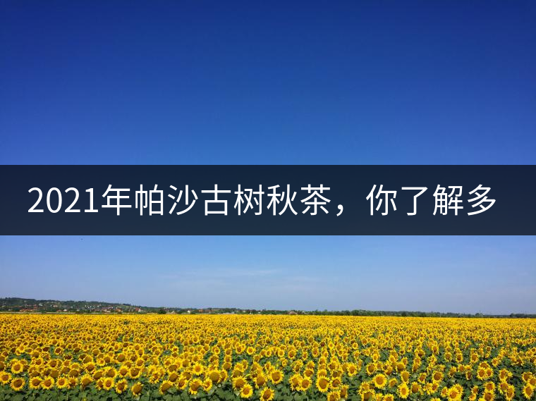 2021年帕沙古樹秋茶，你了解多少？